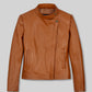 Ellen Pompeo Black Biker Leather Jacket – front view
