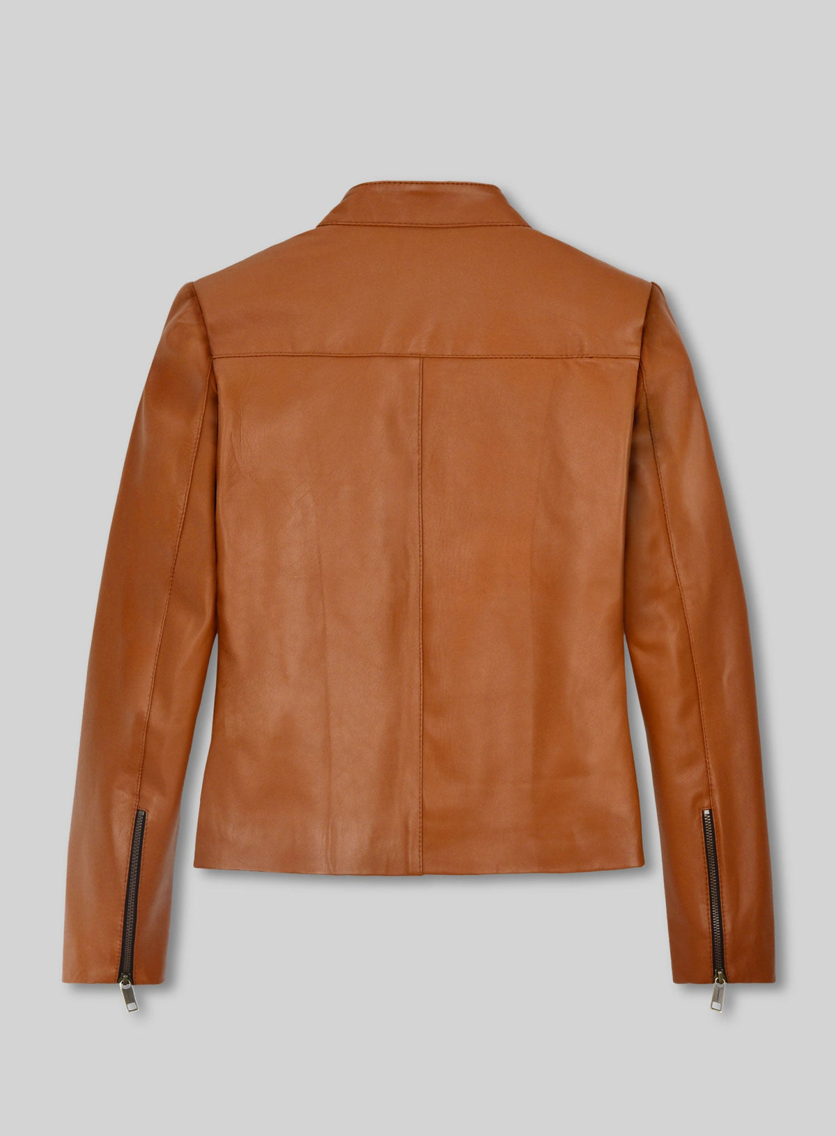 Ellen Pompeo Black Biker Leather Jacket – back view