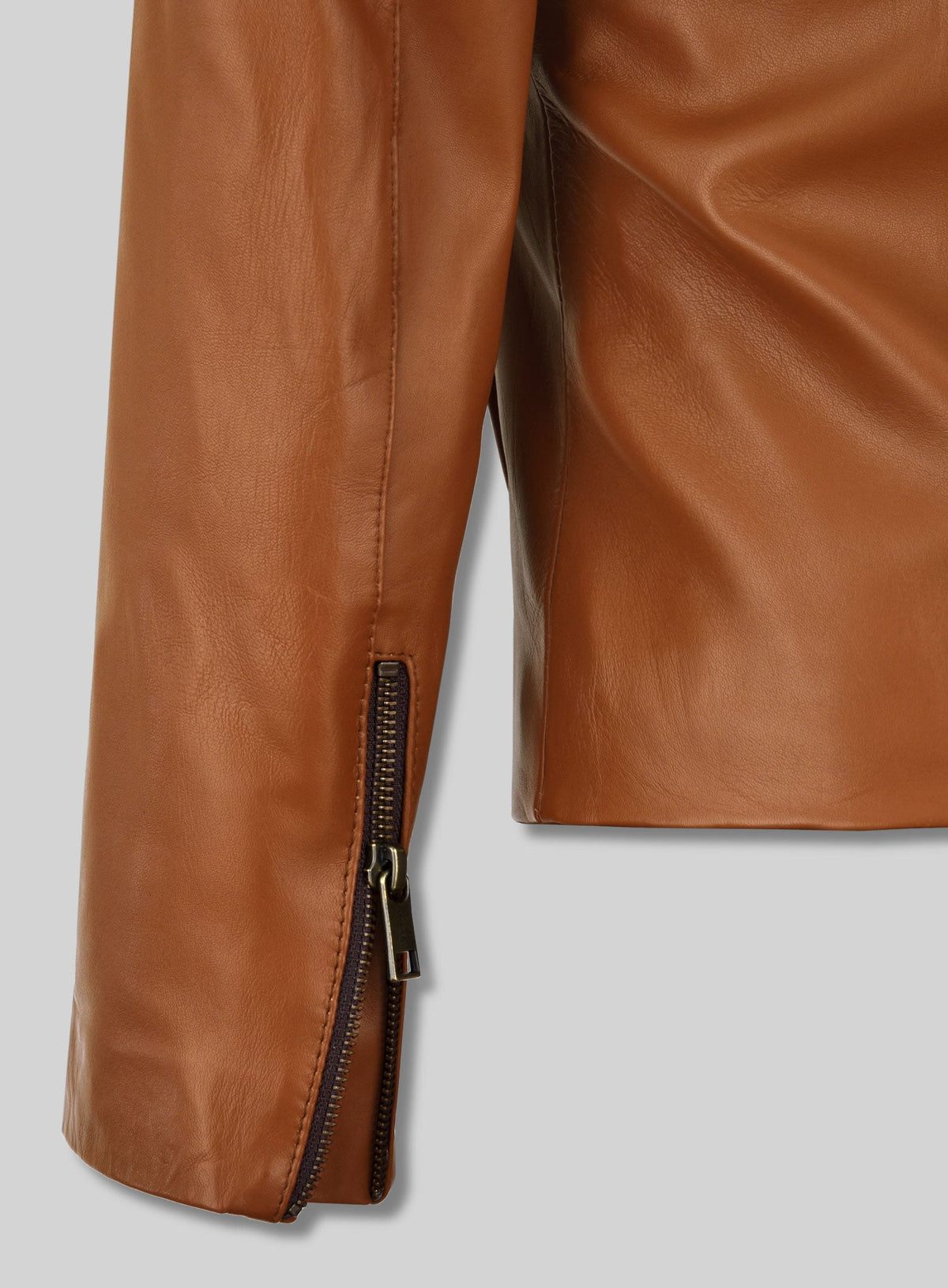 Ellen Pompeo Black Biker Leather Jacket – close-up and worn views