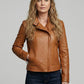 Ellen Pompeo Black Biker Leather Jacket – full product view