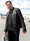 Elon Musk Black Rib-Collar Leather Jacket – celebrity inspiration look