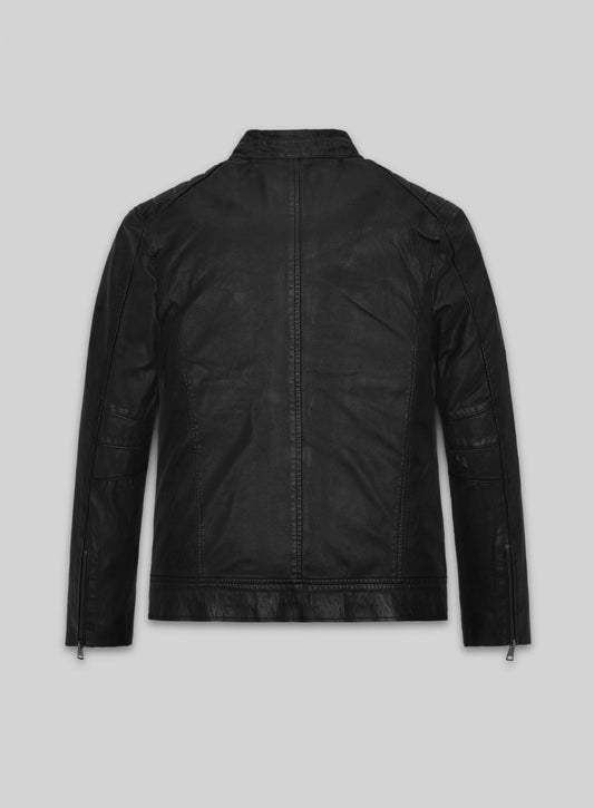 Elon Musk SNL Promo Black Leather Jacket – back view