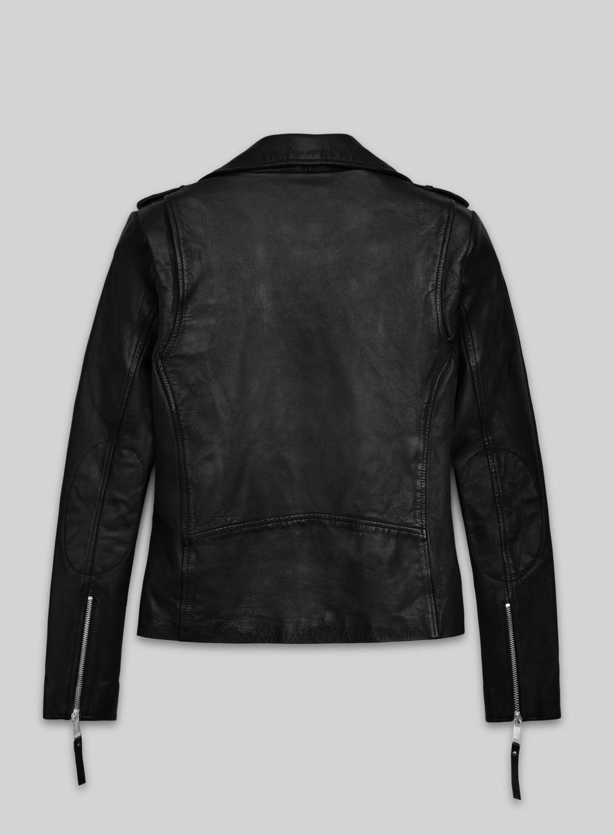 Elsa Pataky Black Biker Leather Jacket – back view