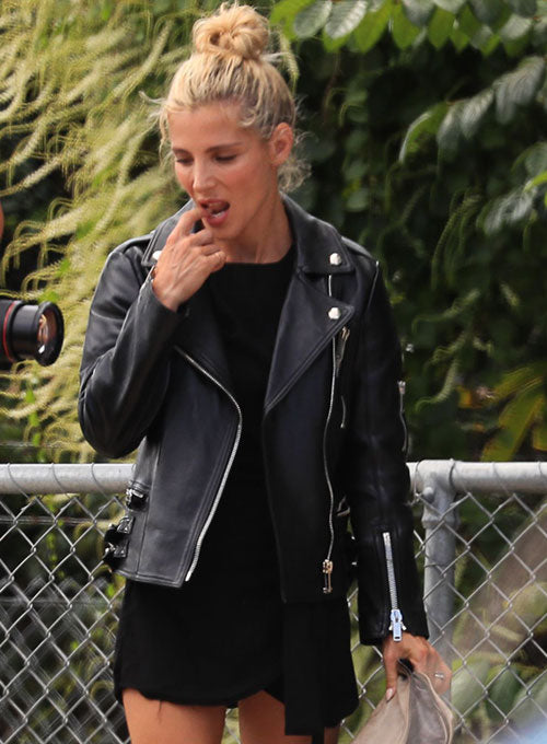 Elsa Pataky Byron Bay Black Leather Jacket – front view