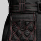 Elvis Presley Red Leather Long Coat – close-up and worn views