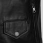 Elvis Presley Roustabout Black Biker Jacket – close-up and worn views