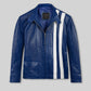 Elvis Presley Speedway Blue Leather Jacket – front view