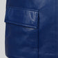 Elvis Presley Speedway Blue Leather Jacket – close-up and worn views