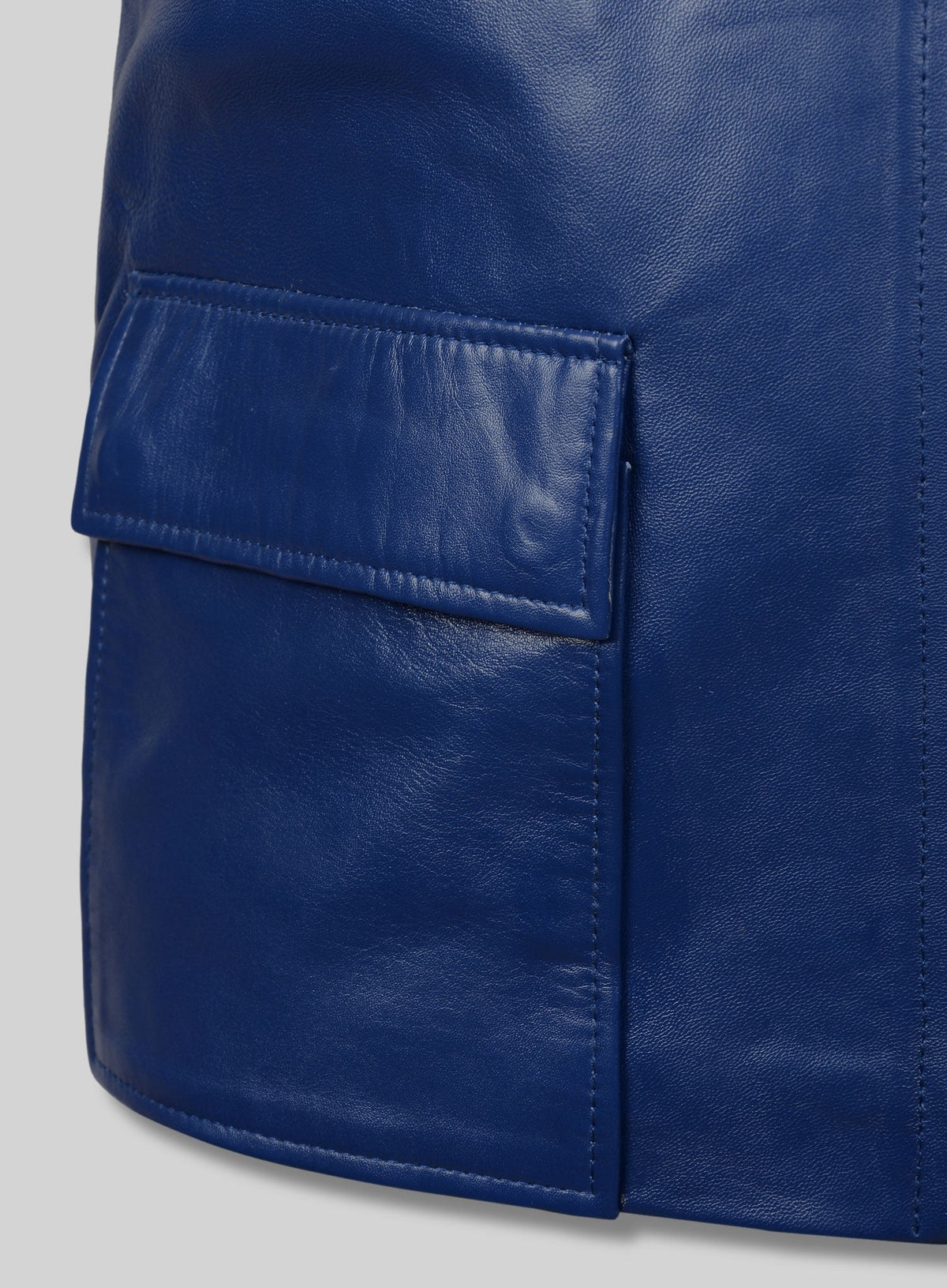 Elvis Presley Speedway Blue Leather Jacket – close-up and worn views