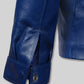 Elvis Presley Speedway Blue Leather Jacket – close-up and worn views