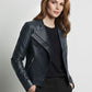 Emily Bett Rickards Arrow Black Leather Jacket – close-up and worn views