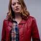 Emma Stone La La Land Black Leather Jacket – close-up and worn views