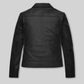 Emma Stone Black Biker Leather Jacket – back view