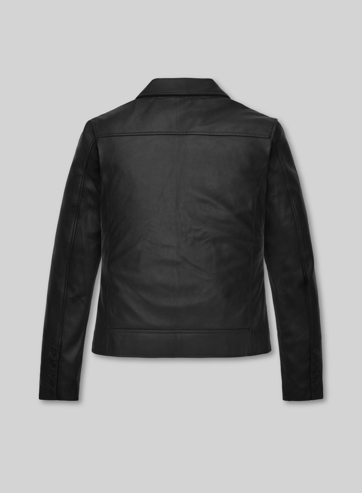 Emma Stone Black Biker Leather Jacket – back view