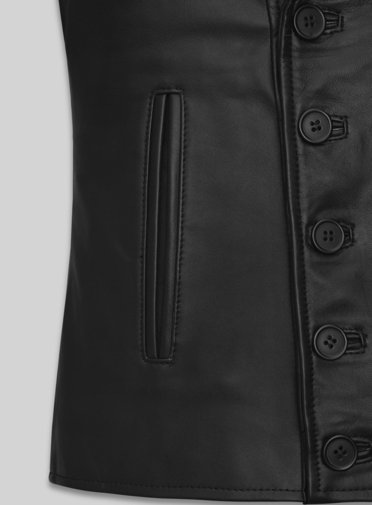 Emma Stone Black Biker Leather Jacket – close-up and worn views