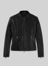 Emma Stone Zombieland: Double Tap Black Leather Jacket – front view