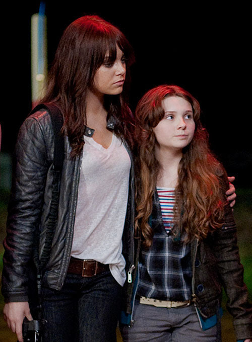 Emma Stone Zombieland Black Leather Jacket – close-up and worn views