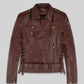 Emma Watson Tan Brown Leather Jacket – front view