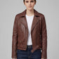 Emma Watson Tan Brown Leather Jacket – back view