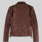 Emma Watson Tan Brown Leather Jacket – full product view
