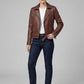 Emma Watson Tan Brown Leather Jacket – close-up and worn views
