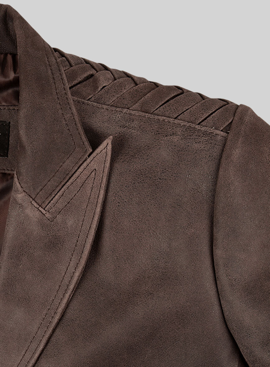Eva Mendes Ghost Rider Black Leather Blazer – close-up and worn views