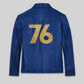 Fallout 76 Vault Blue Leather Jacket – back view