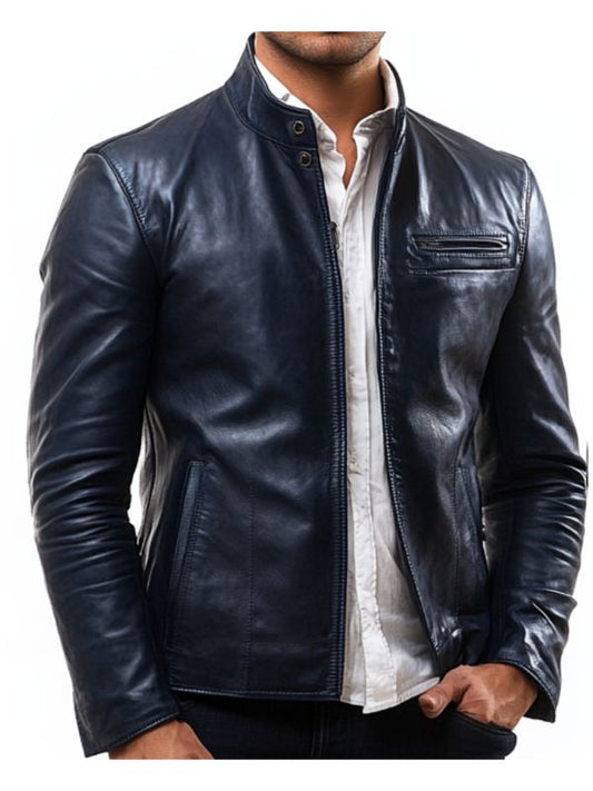 Frankie Blue Leather Jacket – Men Leather Jacket Blue