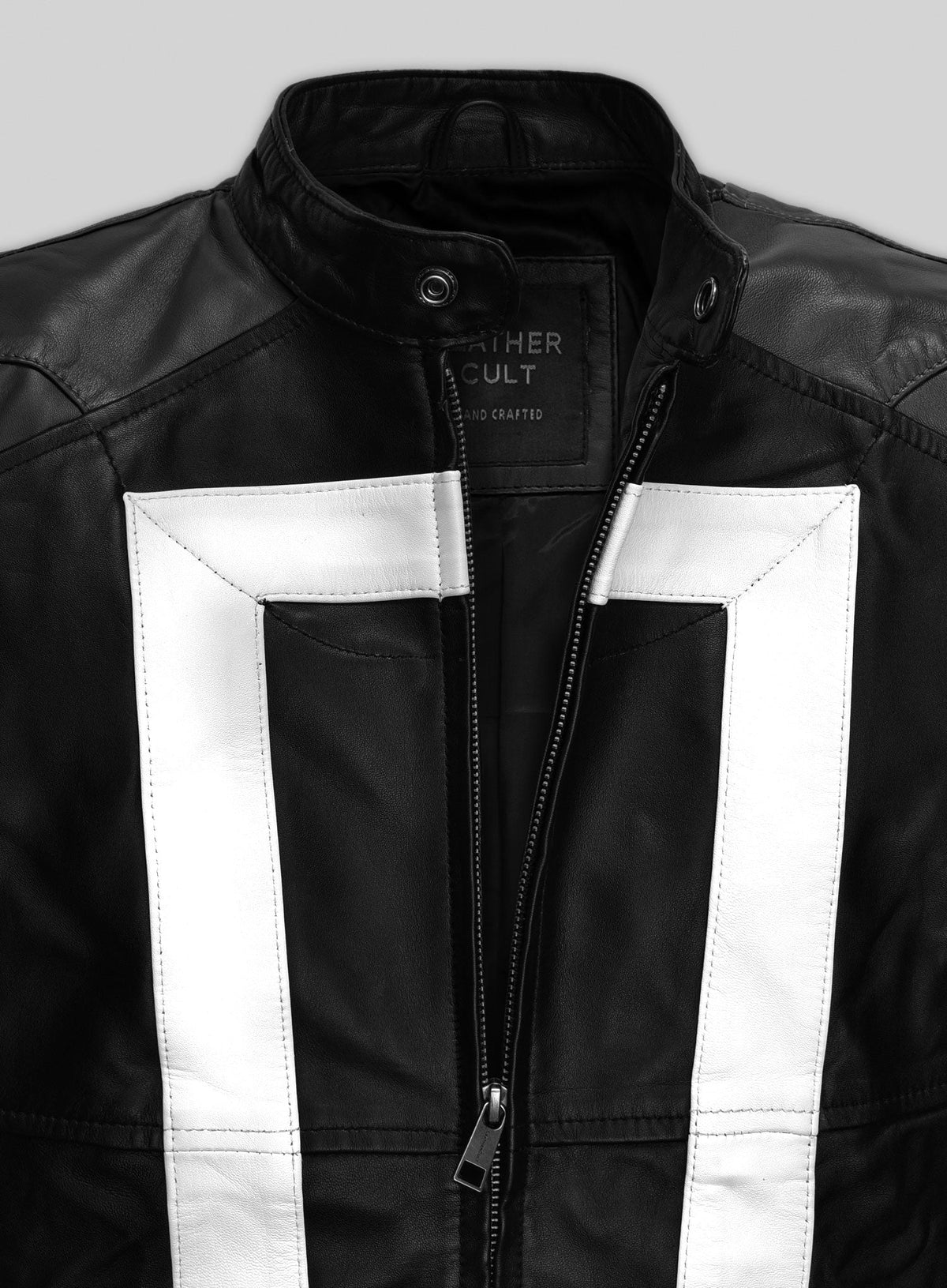 Gabriel Luna Agents of SHIELD Ghost Rider Black Leather Jacket – close-up detail of hardware and pockets