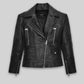 Gal Gadot Black Leather Jacket – front view