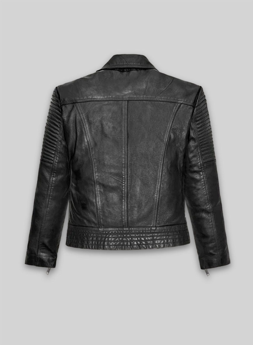 Gal Gadot Black Leather Jacket – back view