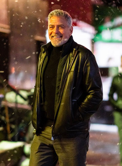 George Clooney Leather jacket in black – George Clooney wearing the look, photo 3