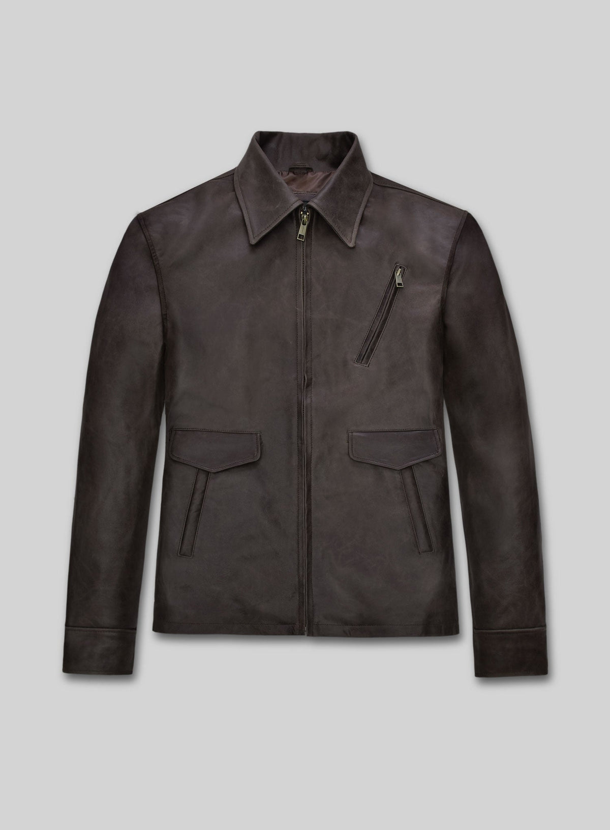 Gerard Butler Den Of Thieves Black Leather Jacket – front view
