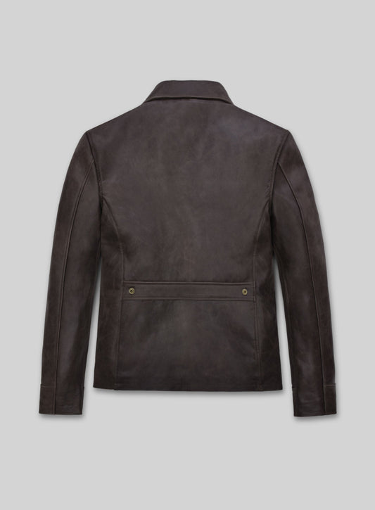 Gerard Butler Den Of Thieves Black Leather Jacket – back view