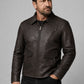 Gerard Butler Den Of Thieves Black Leather Jacket – close-up and worn views