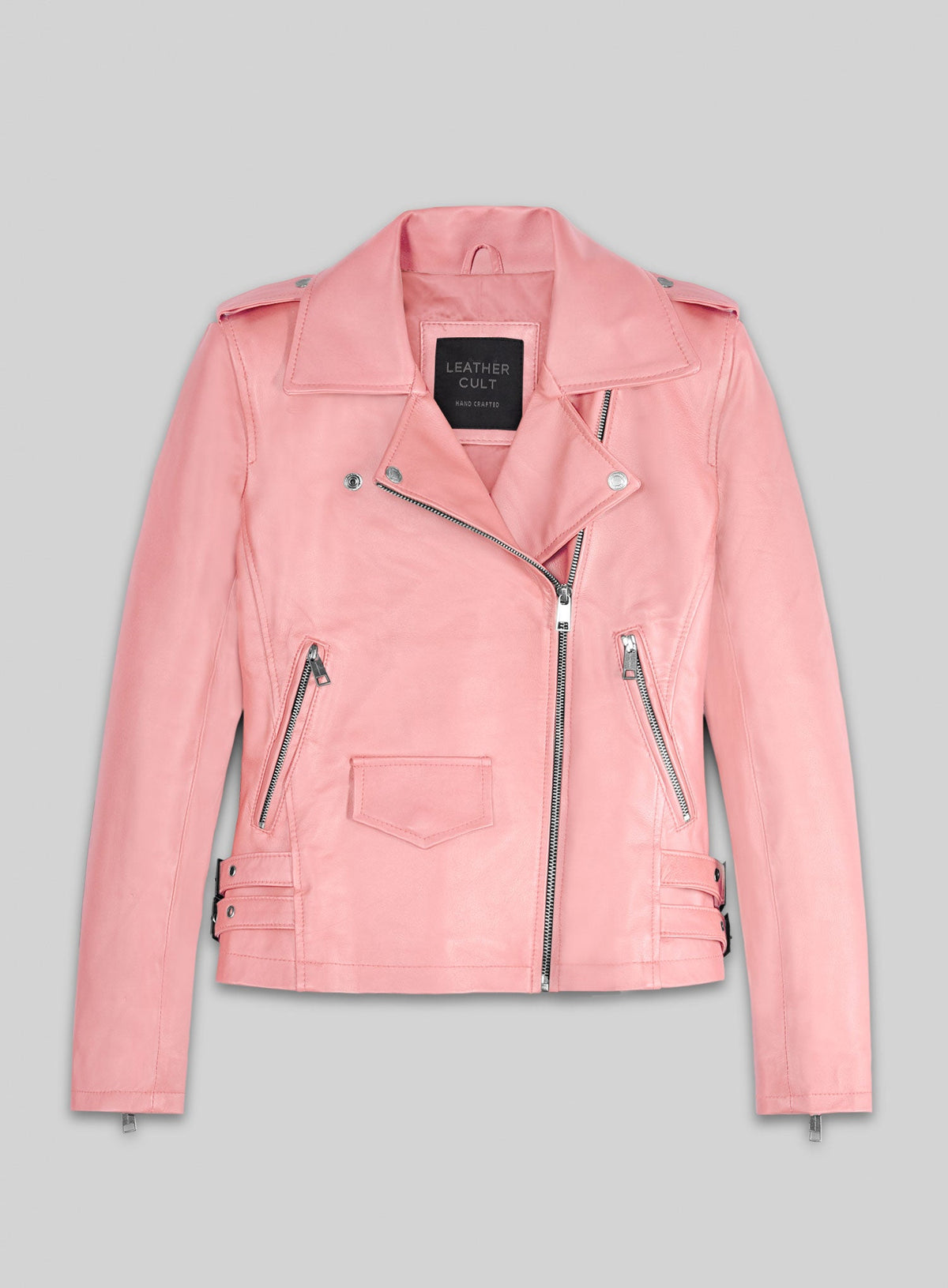 Gigi Hadid Black Biker Leather Jacket – front view