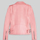 Gigi Hadid Black Biker Leather Jacket – close-up detail of leather and stitching