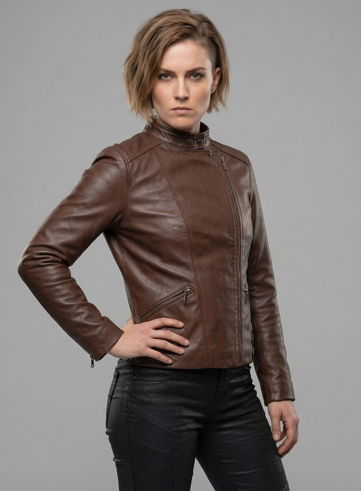 Grace Ashcroft Resident Evil Requiem Black Leather Jacket – full product view