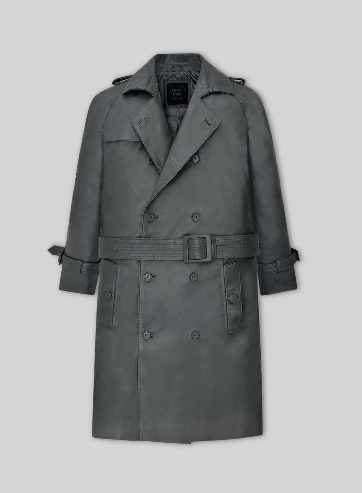 Gray Lambskin Dylan McDermott Trench Coat view 1