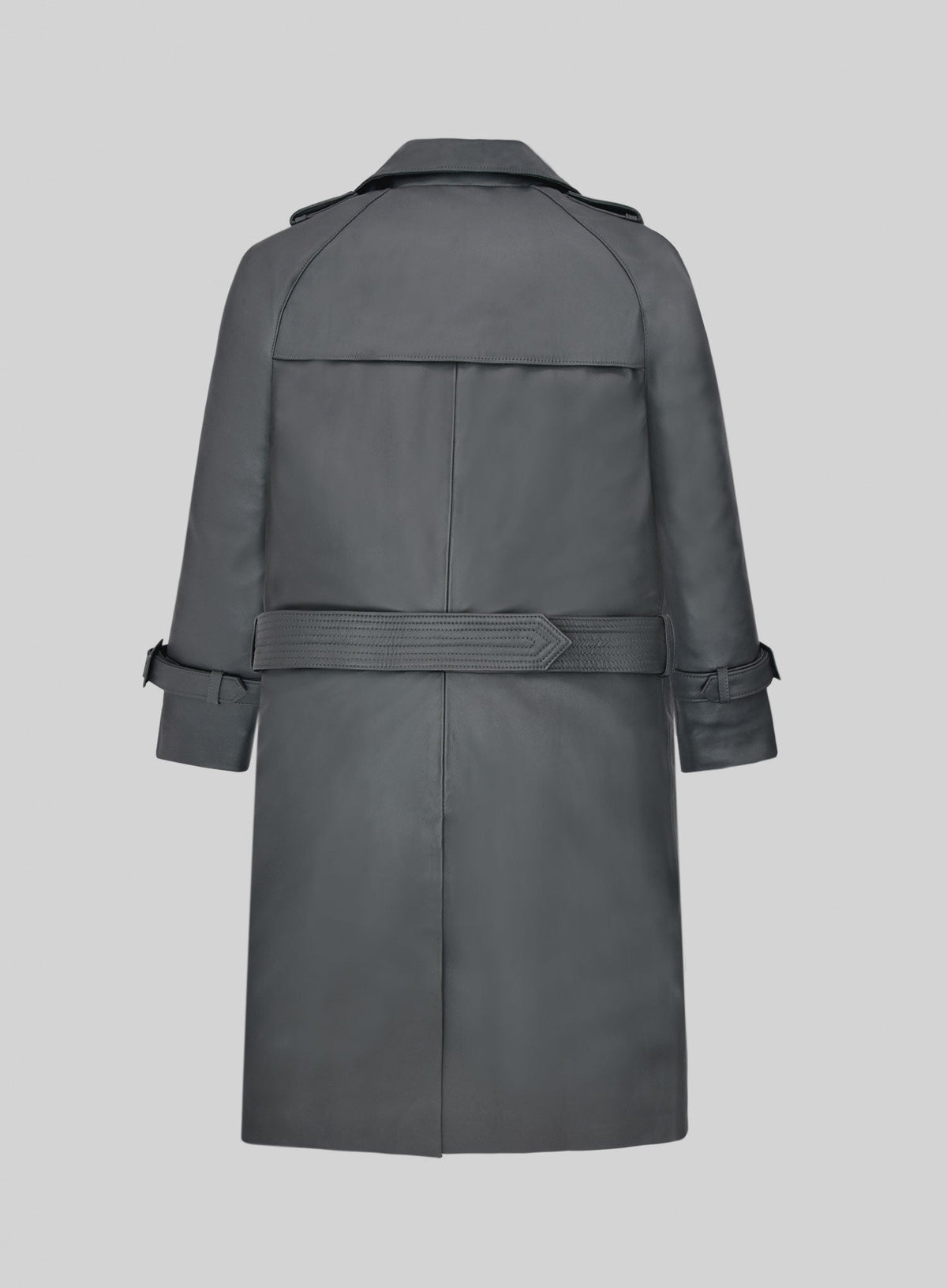 Gray Lambskin Dylan McDermott Trench Coat view 2