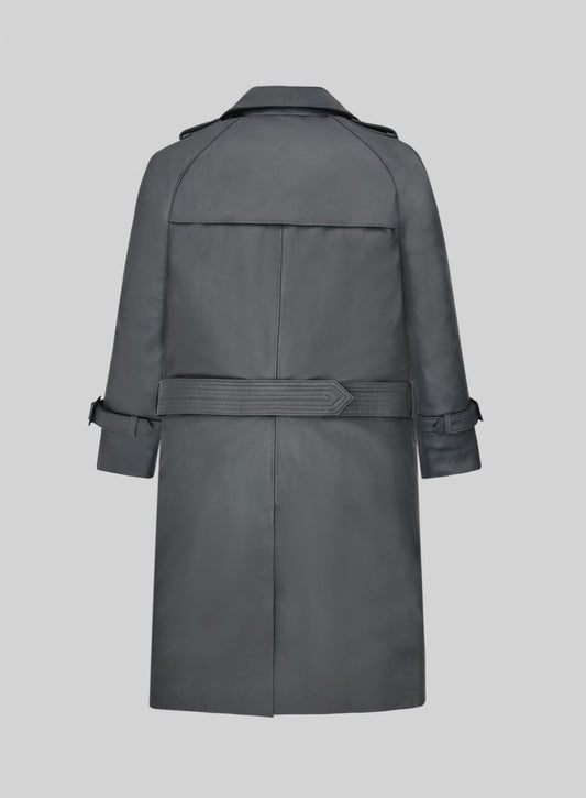 Gray Lambskin Dylan McDermott Trench Coat view 2