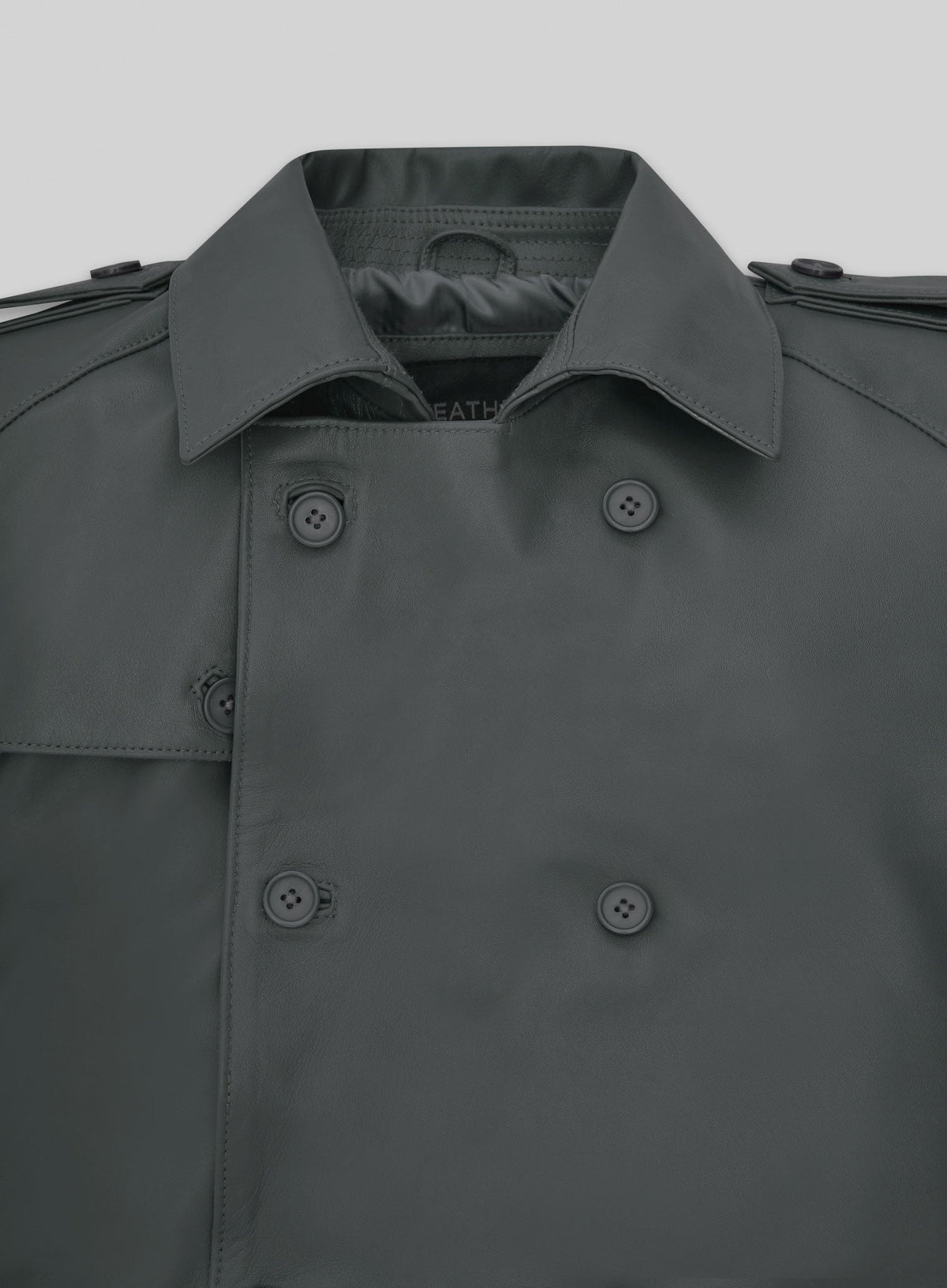 Gray Lambskin Dylan McDermott Trench Coat view 3