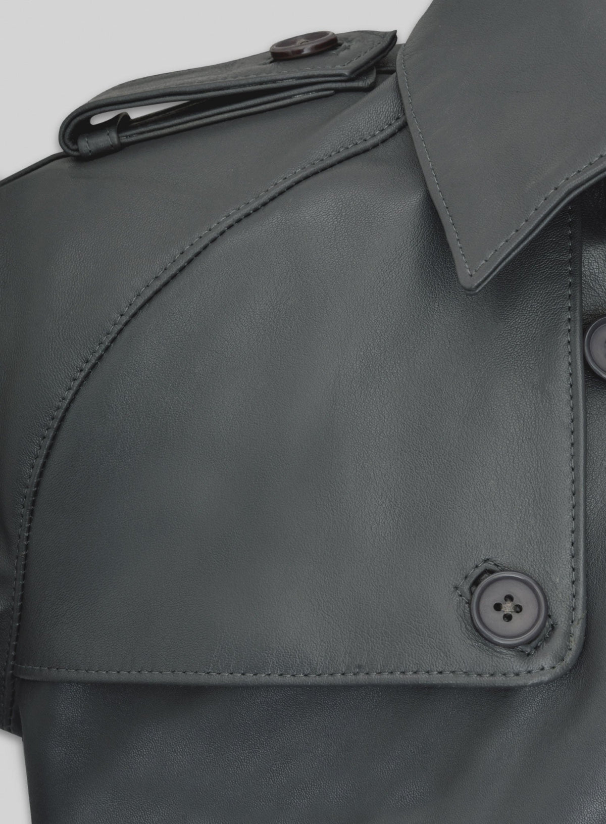 Gray Lambskin Dylan McDermott Trench Coat view 4