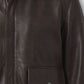Guile Street Fighter Brown Jacket – close-up detail of front closure, pocket and leather stitching