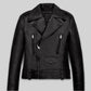 Hailey Baldwin Bieber Black Leather Jacket Style 2 – front view