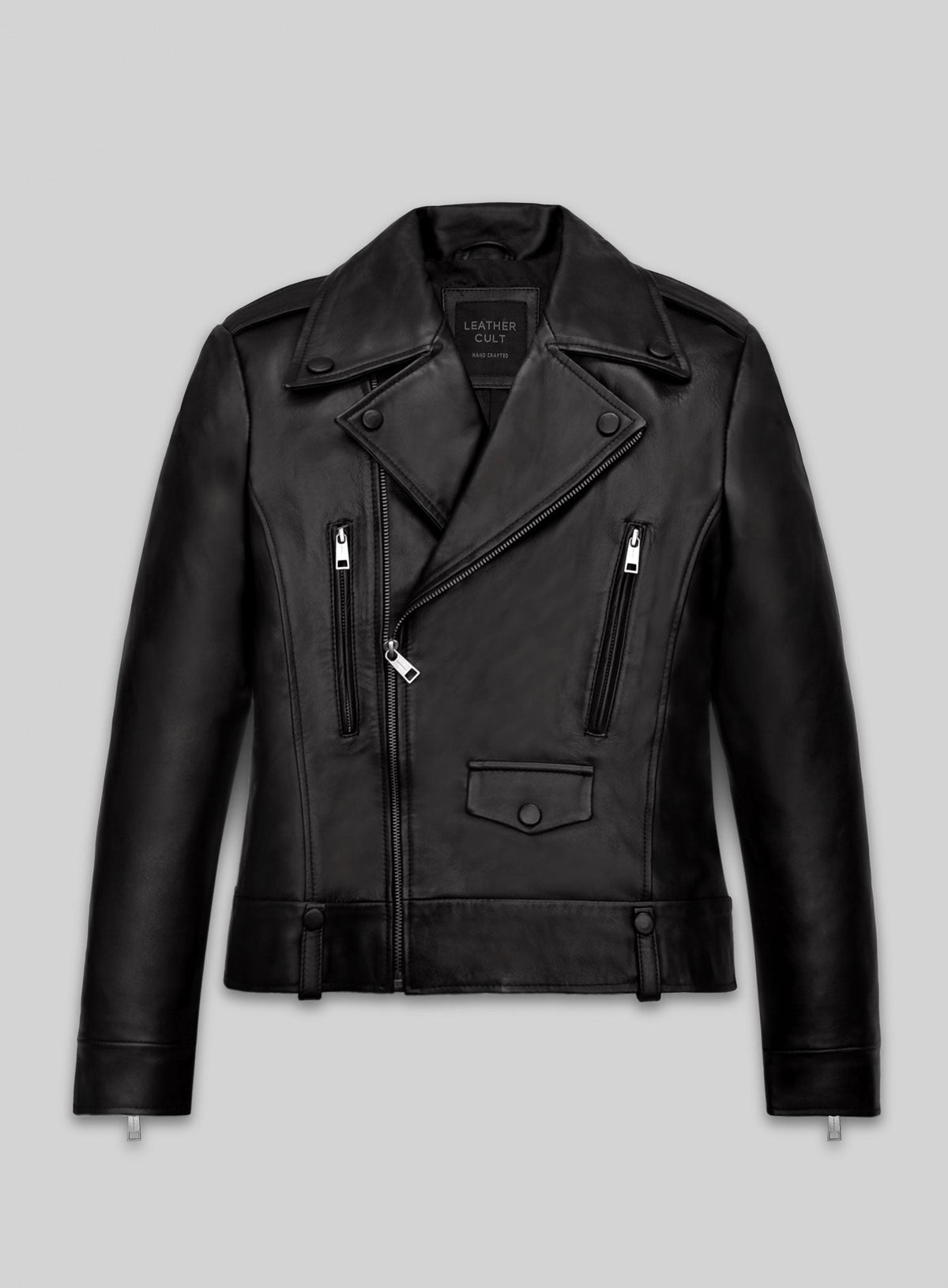 Hailey Baldwin Bieber Black Leather Jacket Style 2 – front view