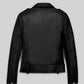 Hailey Baldwin Bieber Black Leather Jacket Style 2 – back view