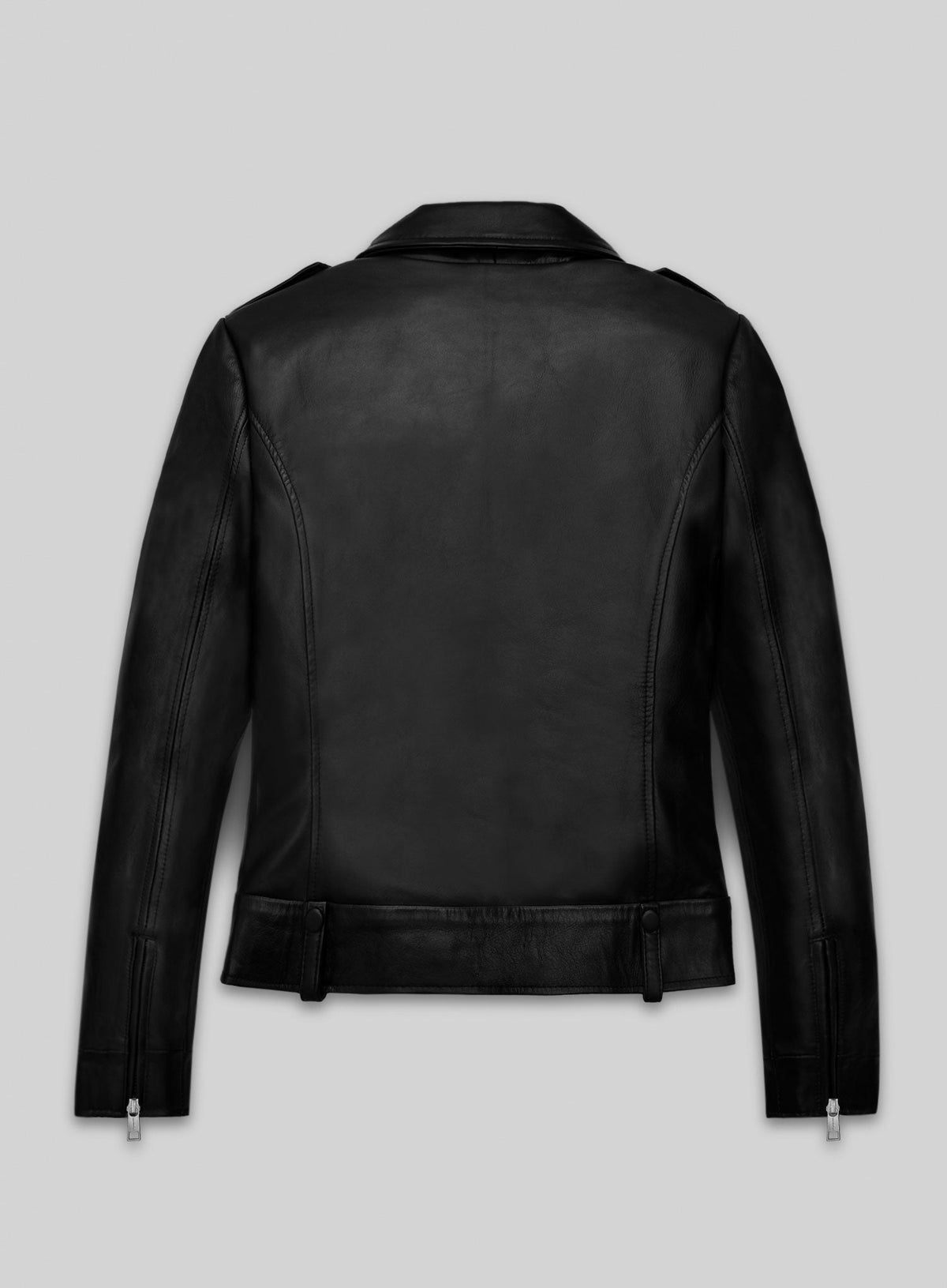 Hailey Baldwin Bieber Black Leather Jacket Style 2 – back view