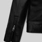 Hailey Baldwin Bieber Black Leather Jacket Style 2 – close-up and worn views
