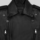 Hailey Baldwin Bieber Black Leather Jacket Style 2 – close-up and worn views
